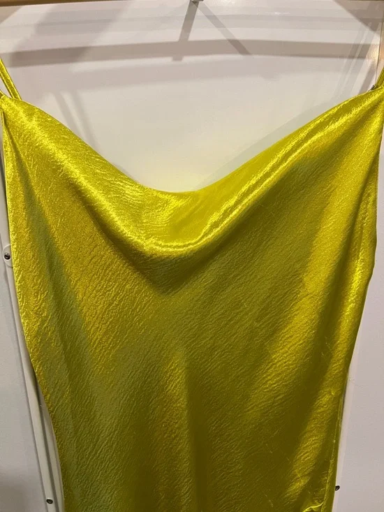 Chartreuse Cowl Neck Slip Dress - Picture 4 of 6